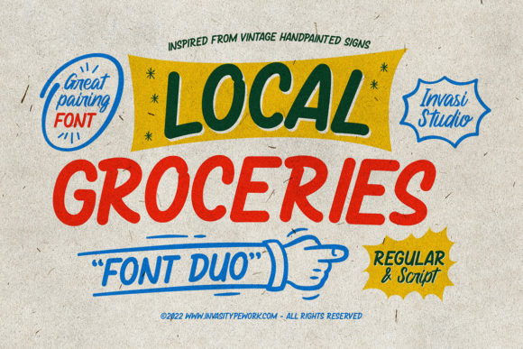 The Local Groceries Font: A Retro Charm for Your Creative Products